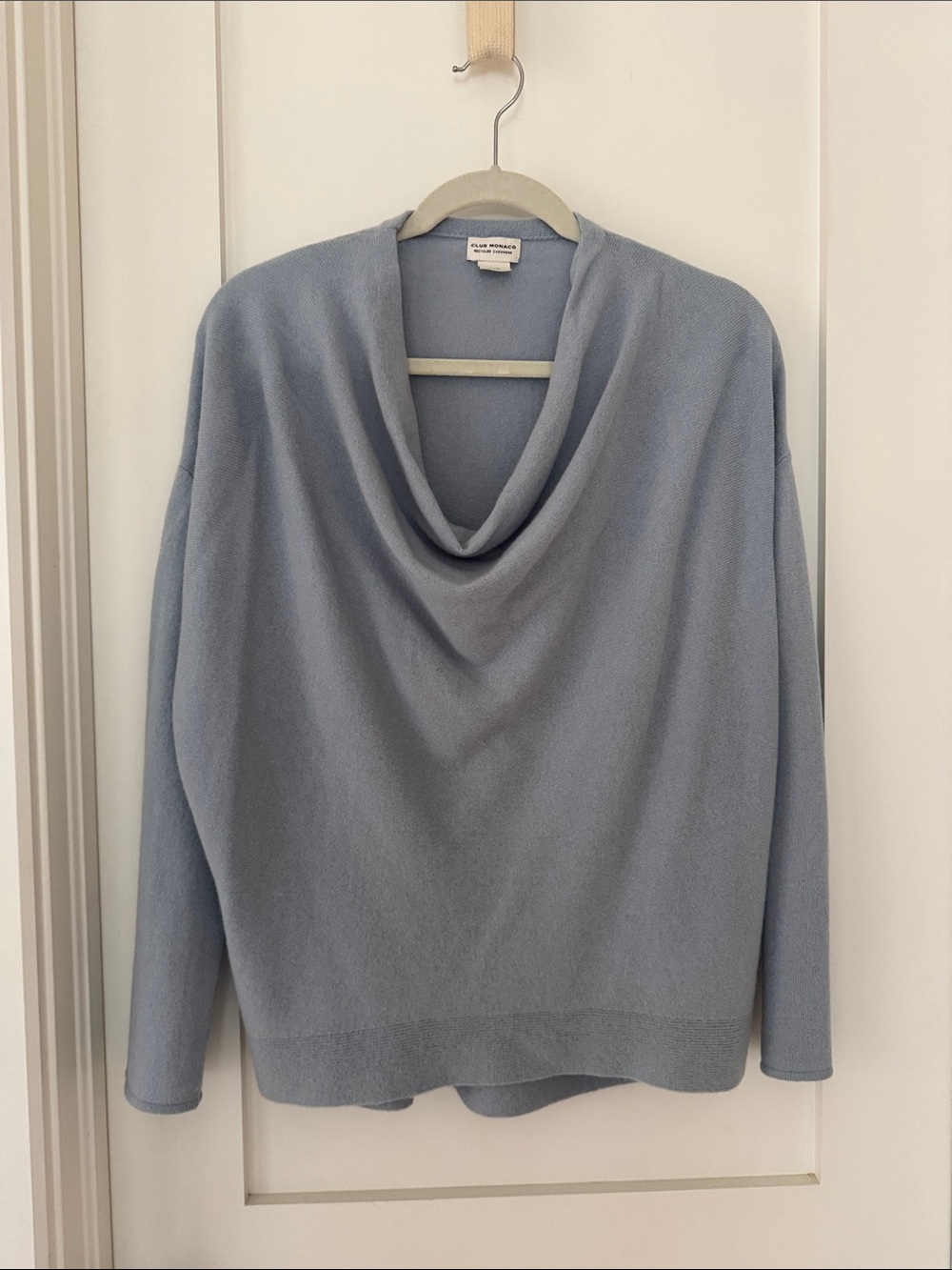 Club Monaco Dusty Blue Cashmere Cowl Neck Sweater